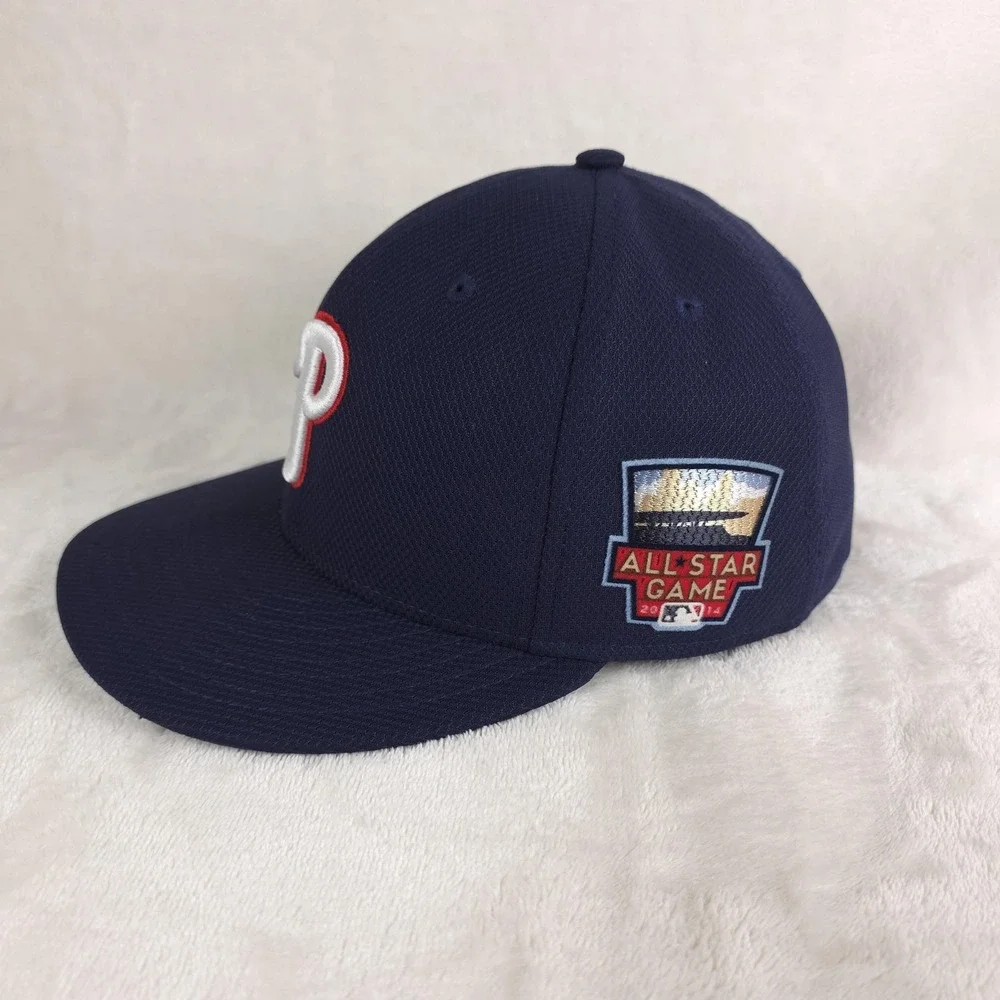 Philadelphia Phillies Hat On Field Players Cap Mens 7 3/8 Blue MLB 2014 All Star